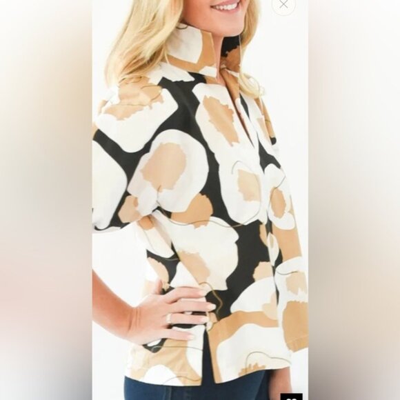 Emily McCarthy Poppy Top Abstract Cheetah Cotton Neutral Contemporary Size Large - Picture 16 of 16